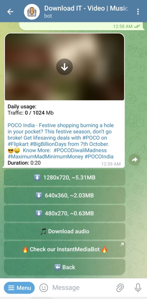 how to download Twitter Videos by Telegram bot