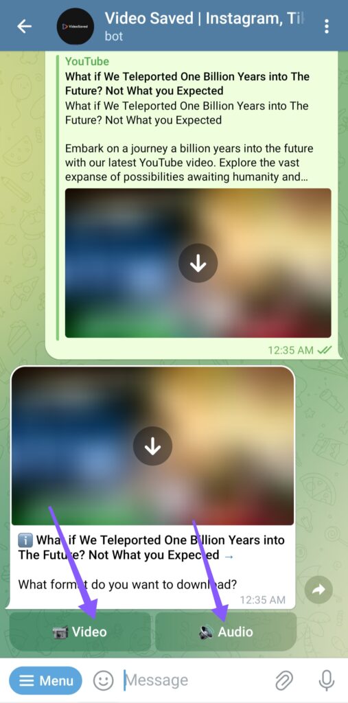 how to download youtube video via Telegram bot