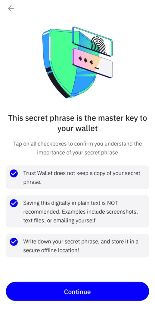 backup private key of a wallet in trust Wallet