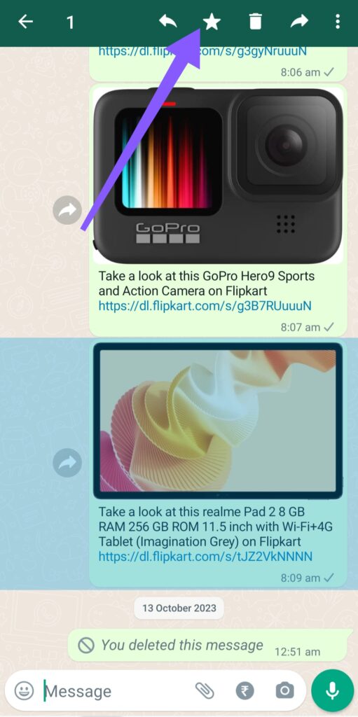 how to Bookmark important messages in WhatsApp