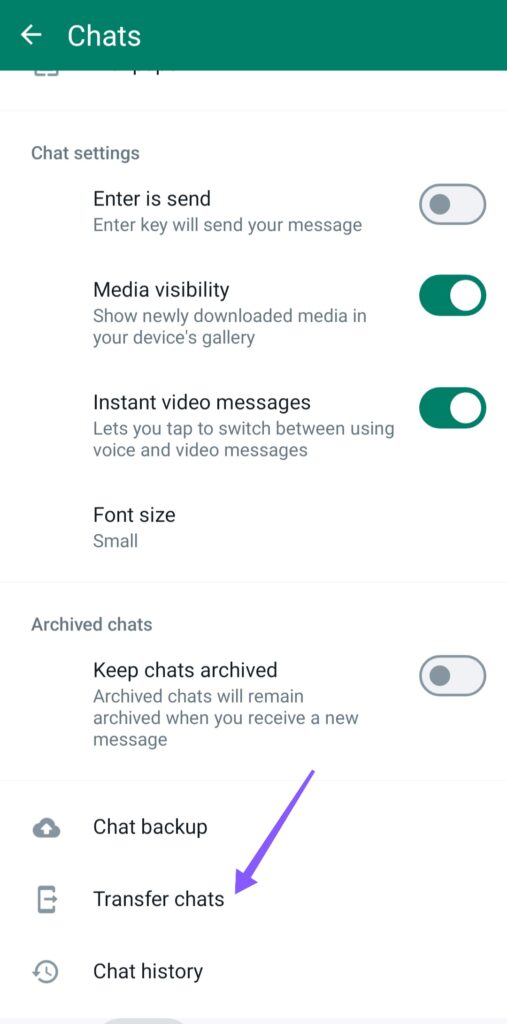 how to transfer chats directly in WhatsApp