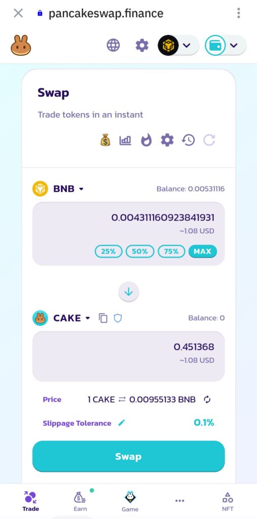 trading in trust wallet