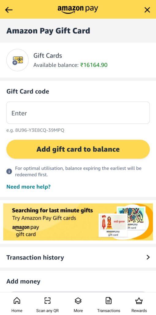 how to add Amazon gift card to my Amazon account